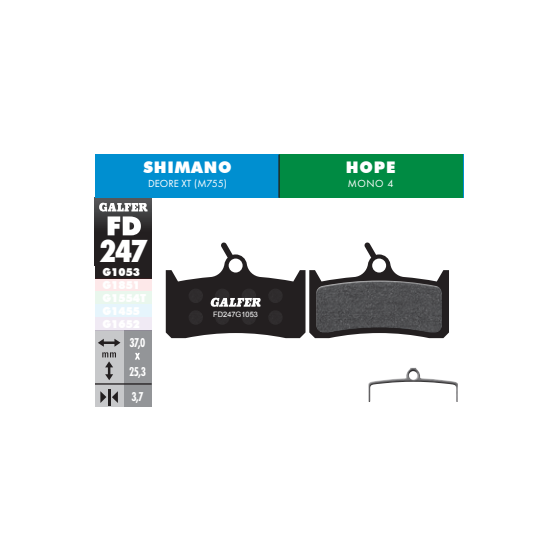 PASTILLAS DISCO GALFER SHIM XT 2007/ 2010 (M755)HOPE MONO 4 STANDARD