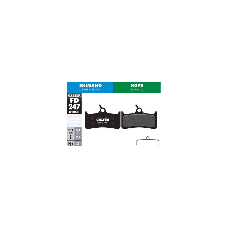 PASTILLAS DISCO GALFER SHIM XT 2007/ 2010 (M755)HOPE MONO 4 STANDARD