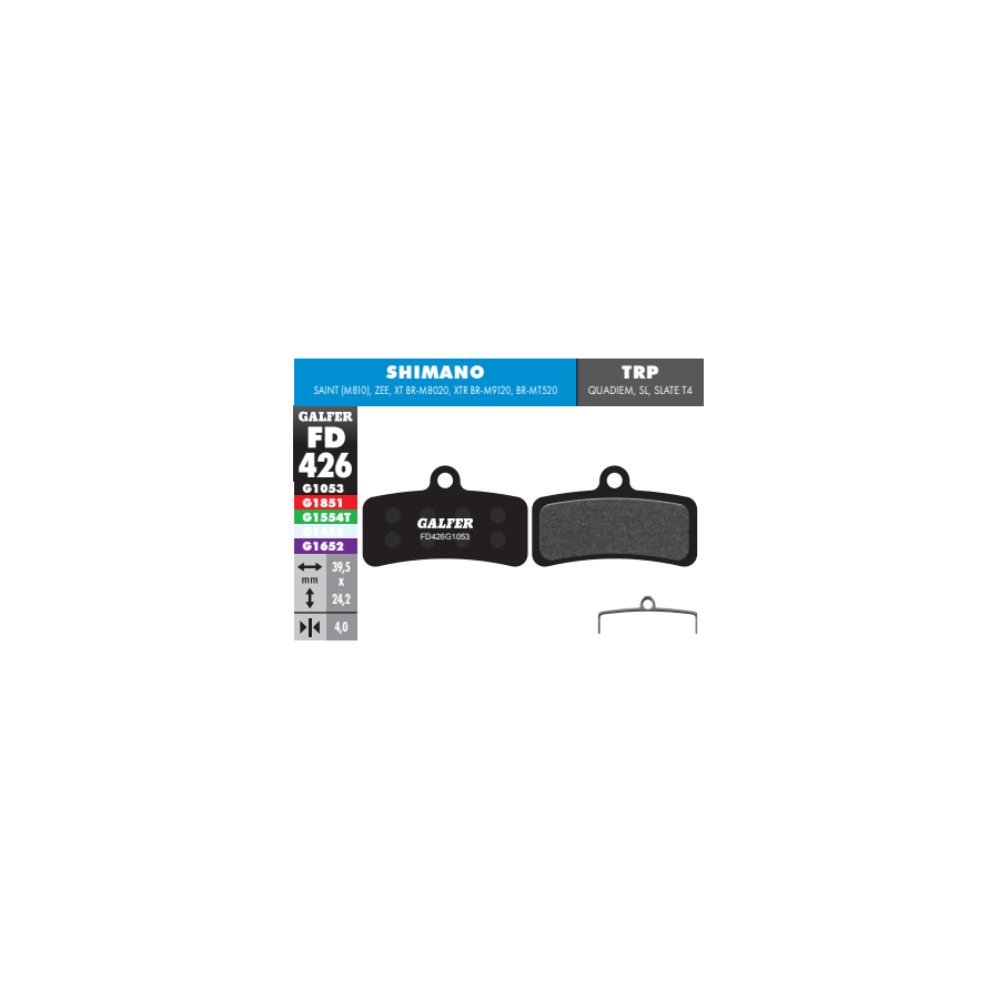 PASTILLAS DISCO GALFER SHIM SAINT(M810),ZEE,XT BR-M8020,XTR M9120 STANDARD